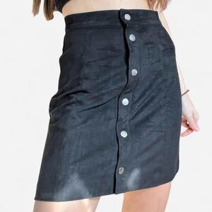 Black Suede A-Line Skirt
